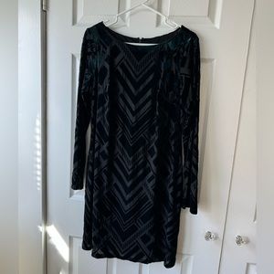 Vince Camuto Velvet and Sheer Long Sleeved Dress